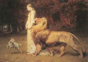 Briton Riviere Una and Lion oil painting
